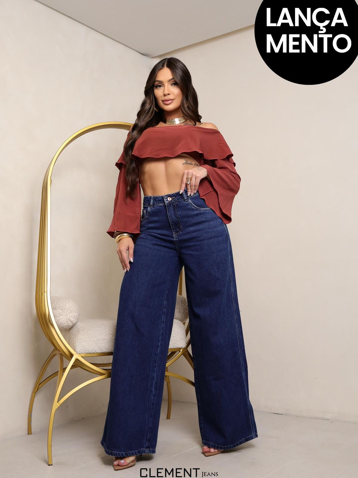 Calça Pantalona jeans